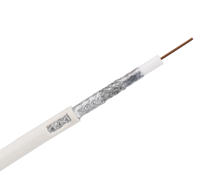 Cabo coaxial trançado de 75 ohms série RG6Q - blindagem quádrupla