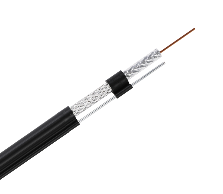 Cabo Coaxial Blindado Padrão Série RG59M de 75 Ohm — Fita Simples e Trançado com Mensageiro