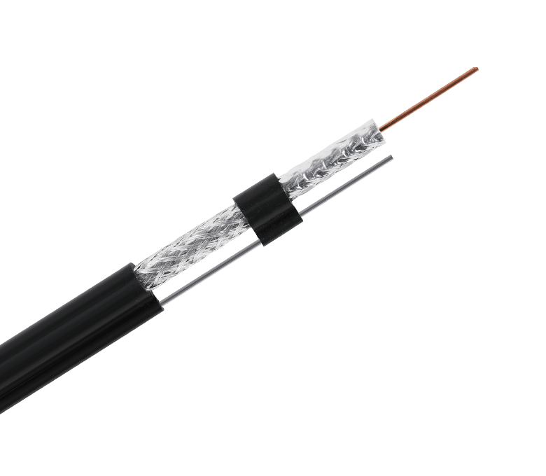 Cabo coaxial de 75 ohms série RG6QM — blindagem quádrupla com mensageiro