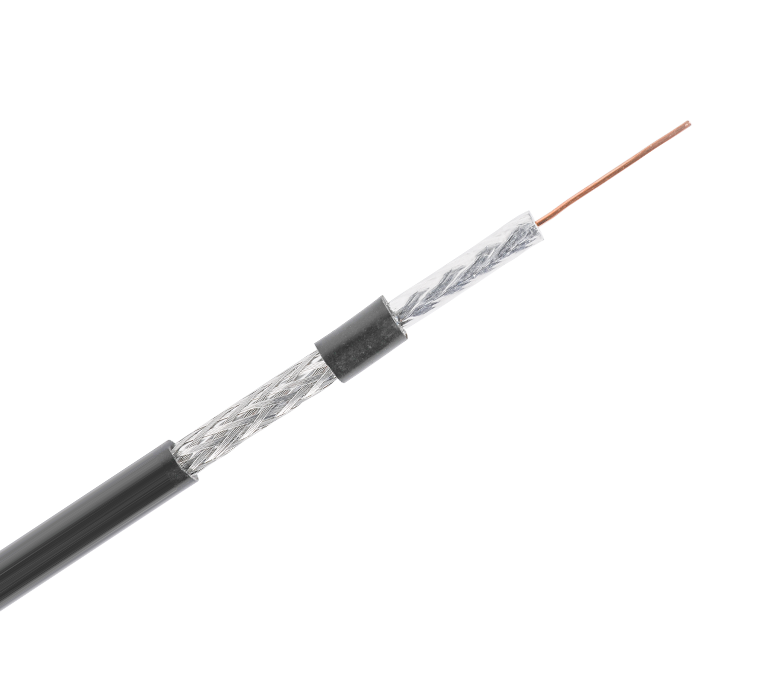 Cabo coaxial padrão de 75 ohms série RG6 — fita única e trança