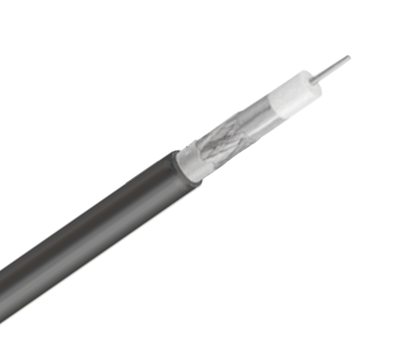 Cabo coaxial padrão de 75 ohms série RG11F — fita única e trança com gelatina